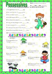 English Worksheet: POSSESSIVE ADJECTIVES & PRONOUNS 