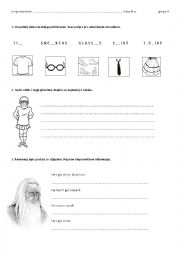 English Worksheet: Clothes and face description test