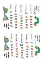 English Worksheet: The Hungry Caterpillar worksheet