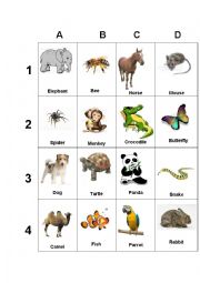 English Worksheet: Animal Word Game