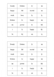 English Worksheet: Suffixes puzzel 
