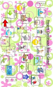 English Worksheet: Board Game - Present Continuous
