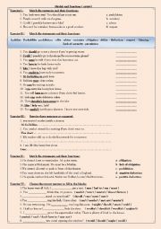 English Worksheet: Modals and function exercises. ( KEYS included)