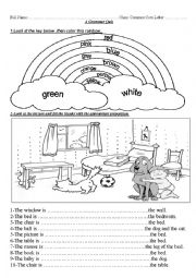 colours and prepositions of place