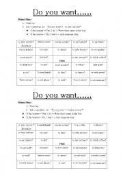 Target Language: Do you want... Speaking Bingo Activity