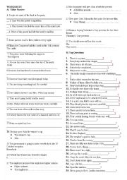 English Worksheet: worksheet on different grammar units