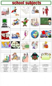 English Worksheet: school subjects