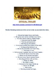 English Worksheet: Rise of the Guardians activities