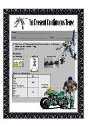 English Worksheet: The Present Continuous Tense For Intermediate