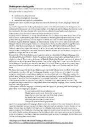 English Worksheet: Shakespeares Much Ado About Nothing Act I Scene I Worksheet + Shakespeare Study Guide