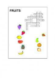 English Worksheet: Fruits crossword