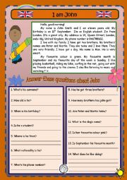 English Worksheet: Reading and Comprehension