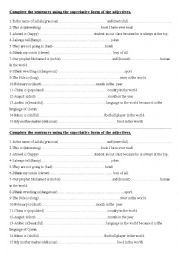 English Worksheet: superlative