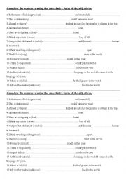 English Worksheet: superlative