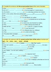 English Worksheet: the present perfect tense