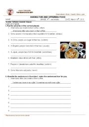 English Worksheet: food