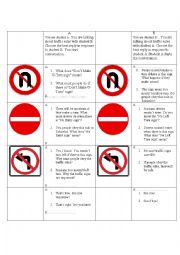 English Worksheet: Traffic rules cue card