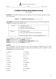 English Worksheet: Connotation and Denotation