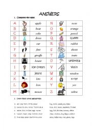 English Worksheet: English Alphabet - vocabulary from English Adventure Starter B answers