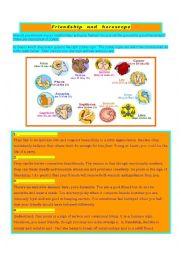 English Worksheet: Friendship and horoscopes-reading comprehension with key