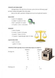 English Worksheet: weights and measures