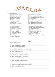 English Worksheet: Matilda, the movie. Worksheet I and II