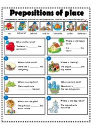 English Worksheet: PREPOSITIONS OF PLACE 1