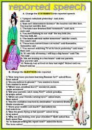 English Worksheet: reported speech