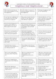 English Worksheet: neighbours and neighbourhood