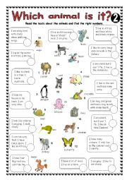 English Worksheet: which animal is it? 2
