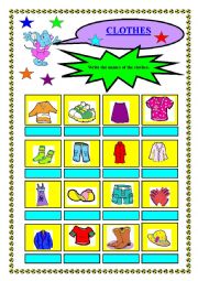 English Worksheet: clothes