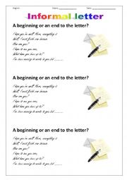 English Worksheet: A beginning or an end to the letter?