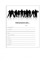English Worksheet: Find someone who