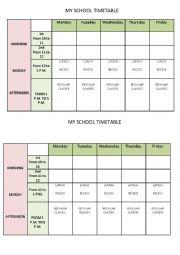 English Worksheet: timetable