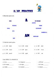 English Worksheet: a / an Excercises