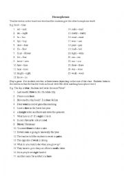 English Worksheet: Homophones Games