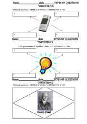 English Worksheet: Types of questions practising. Inventions.