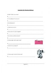 English Worksheet: Complete Basic Dialogue