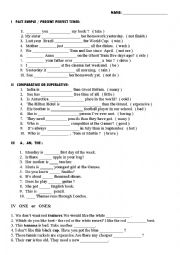 English Worksheet: Grammar Test - 7th grade