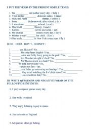English Worksheet: Present Simple Tense exercises
