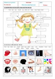 English Worksheet: Body parts(p1)