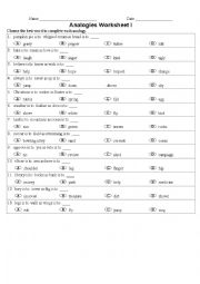 Analogies Worksheet