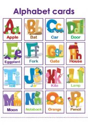 English Worksheet: ALPHABET CARDS PART 2