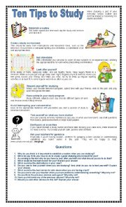 English Worksheet: Ten Tips to Study