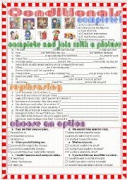 English Worksheet: Conditionals 1-2-3
