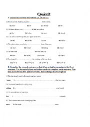 English Worksheet: QUIZ