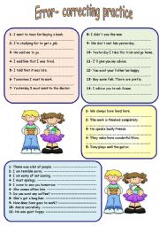 English Worksheet: error correcting practice