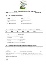 English Worksheet: test on present continuous and irregular verbs