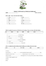 test on present continuous and irregular verbs