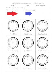 English Worksheet: Draw the hands in the clock